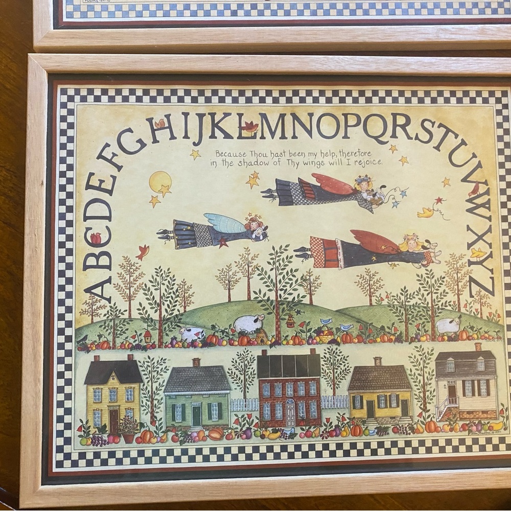 Set of 2 Vintage framed prints 1980s 1990s retro ABCs Alphabet - Picture 3 of 4